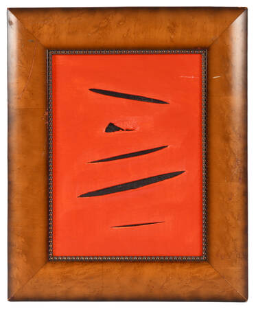 Framed Mixed Media on Canvas After Lucio Fontana