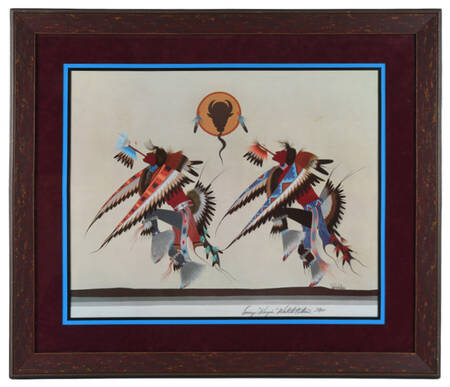 Framed Signed "Eagle Dancers" Print by George Smith Watchetaker