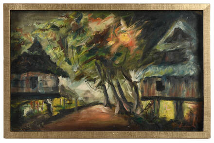 Framed "Path Through the Village" Attributed Maurice de Viaminck Artwork