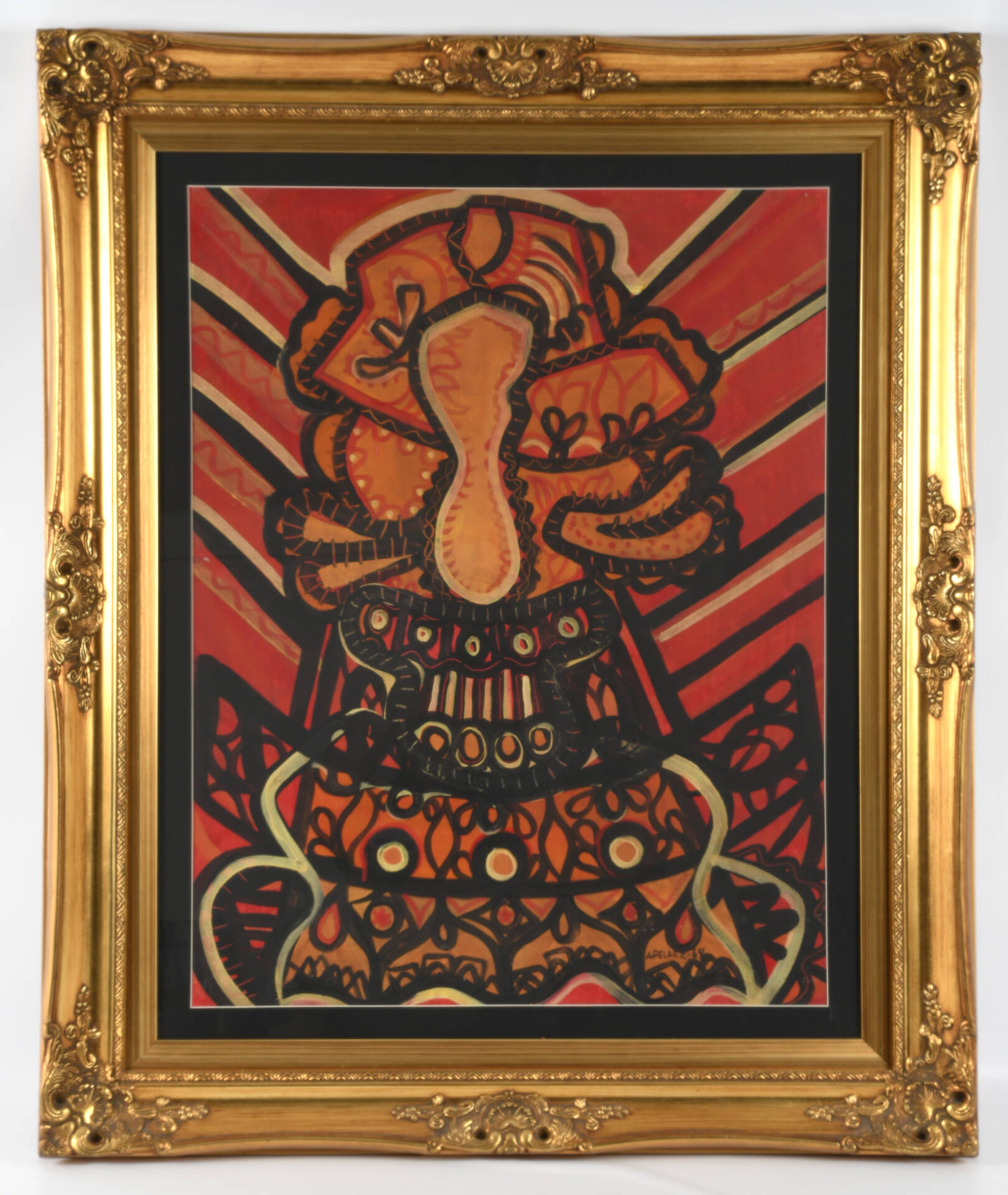 Framed Abstract Artwork Attributed to Amelia Peláez
