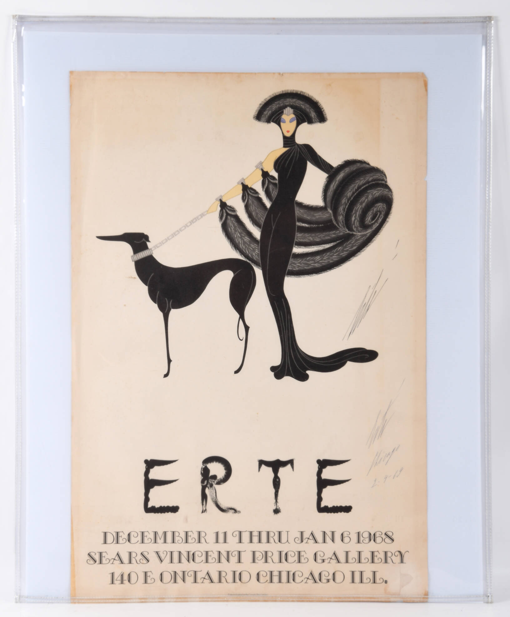 Signed Erté "Sears Vincent Gallery" Paper