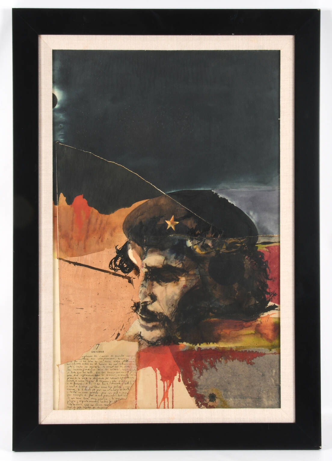 Framed "Che Guevara: Blood and Ideals" Mixed Media on Paper