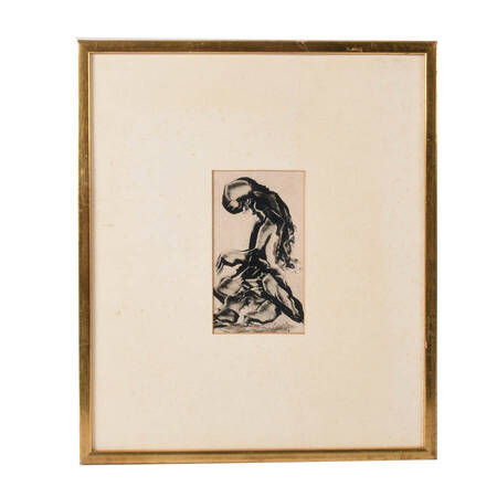 Framed J. Akston Untitled Monochrome Oil on Paper Painting