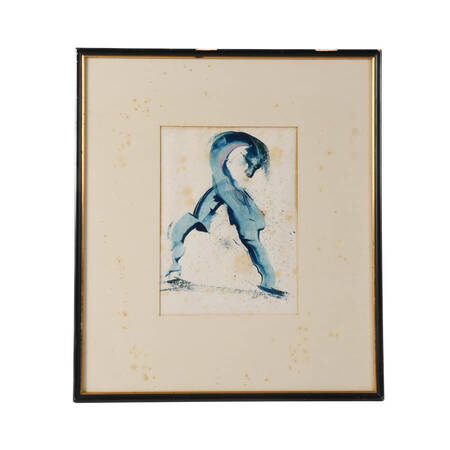 Framed J. Akston "Marching" Oil on Paper