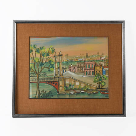 Framed Signed Osvaldo Gutierrez Golden Hour Skyline Artwork