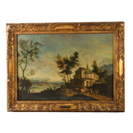 Framed "Evening Over the Estate" Oil on Canvas