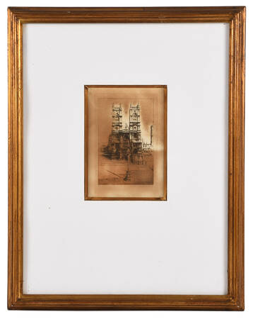Framed Signed Etching of Westminster Abbey