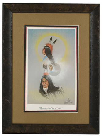 Signed Johnny Tiger Jr "Messenger for War or Peace" Lithograph