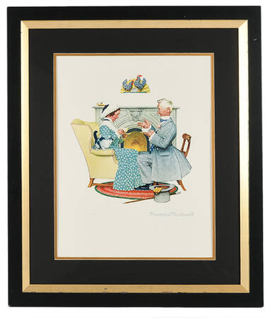 Signed Norman Rockwell "Four Ages of Love Winter" Lithograph