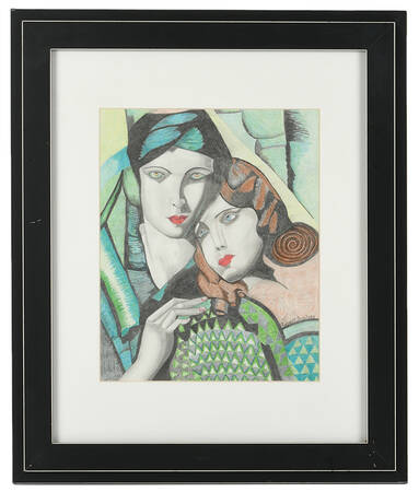 Framed Signed Robert Schilsky "The Green Turban" After Tamara Lempicka