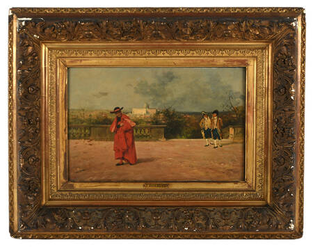 Framed Signed Ferdinand Heilbuth "El Cardenal" Oil on Board