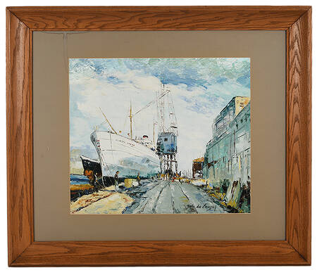 Framed Signed Shipyard Morning Artwork
