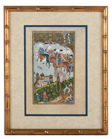 Gilt Framed Persian Hunt Scene Artwork