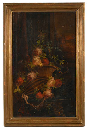 Framed Signed "Canasto Con Flores y Mandolina" Oil on Canvas by A. Fabiani
