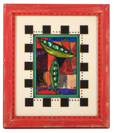 Framed Signed Acrylic Snap Peas Artwork by C. Paul