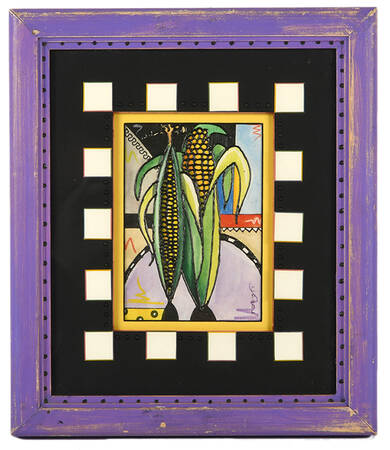 Framed Signed Acrylic Corn Artwork by C. Paul