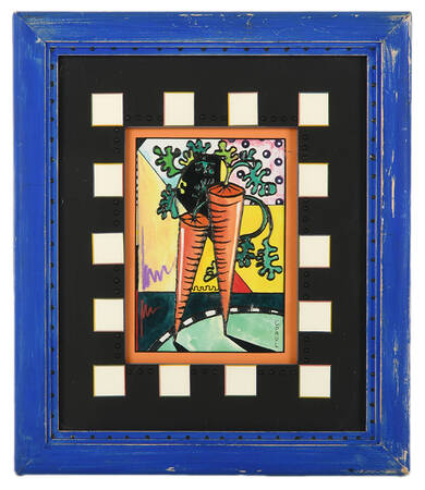 Framed Signed Acrylic Carrots Artwork by C. Paul