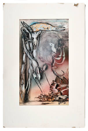Signed J. Akston Dreamscape Collapse Enamel on Paper
