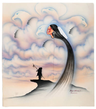 Signed Robert Redbird Jr Spirit Eagle Artwork
