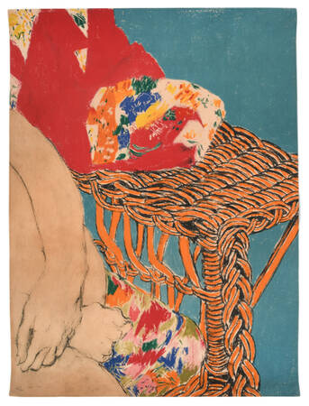 Signed George Segal Woman on Wicker Rocker Lithograph