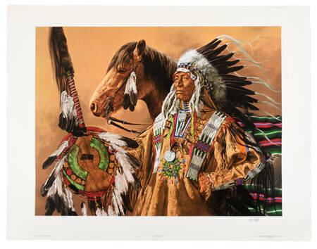Signed Paul Calle Limited-Edition 850/950 "Chief High Pipe" Print