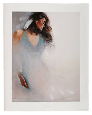 Signed Ozz Franca Limited-Edition 145/1500 Artist Proof "Blue Navajo" Print