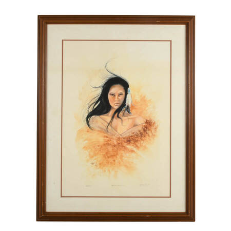 Framed Signed Cathy "Cat" Corcilius Hawk's Woman Limited-Edition Lithograph