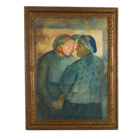 Framed Signed "Three Women" Watercolor by Maurycy Minkowski
