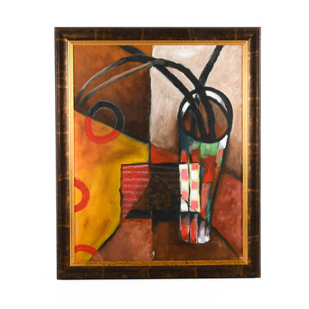 Abstract-Style Vase Oil on Canvas