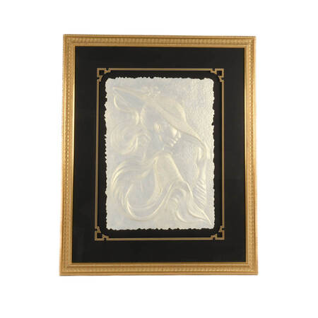 Framed Lady in Hat Cast Paper Sculpture by Roberta Peck