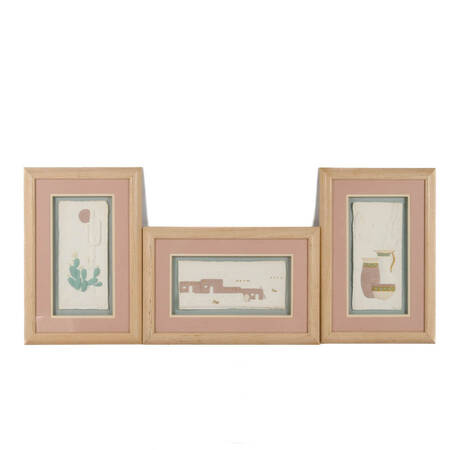 Three-Piece 3D Hand-Cast Signed Barnes Southwest Scenes