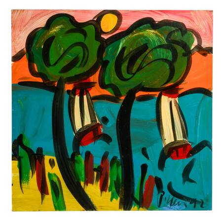 Signed Peter Keil "Homecoming in the Harbor" Mix Media on Masonite