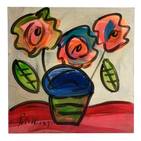 Signed Peter Keil "Pinwheels of Petals" Mix Media on Masonite