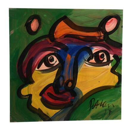 Signed Peter Keil "The Vibrant Observer" Mixed Media on Masonite