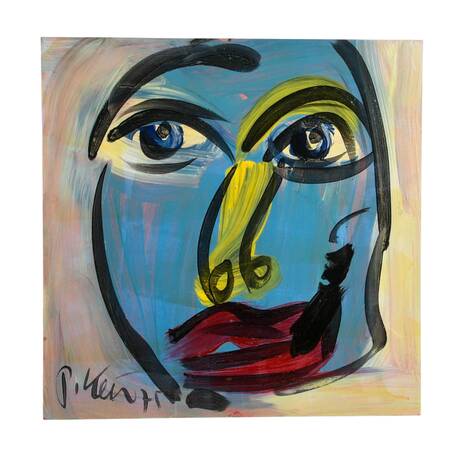 Signed Peter Keil "Primary Thoughts" Mixed Media on Masonite