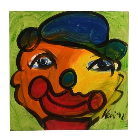 Signed Peter Keil "Smiling Showman" Mix Media on Masonite