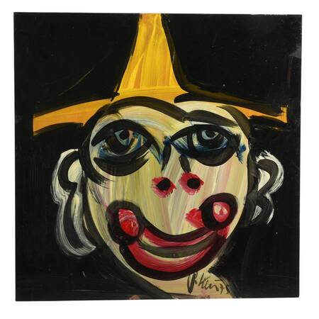 Signed Peter Keil "The Playful Jester" Mixed Media on Masonite