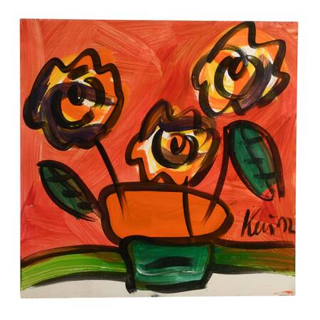 Signed Peter Keil "Brushed Bouquet" Mix Media on Masonite
