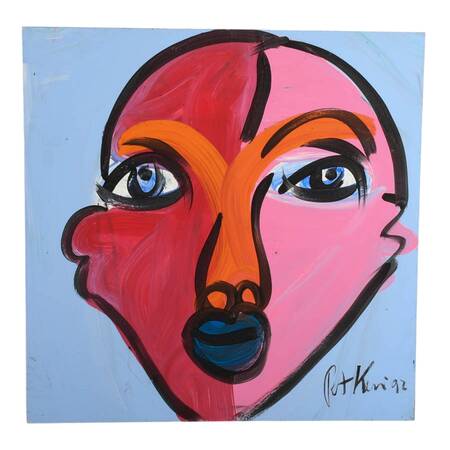 Signed Peter Keil "Untitled, 1992" Mix Media on Masonite