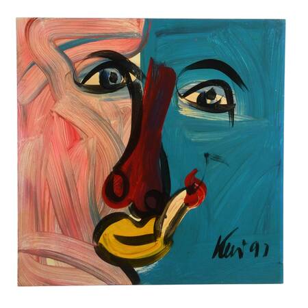 Signed Peter Keil "Smolder and Brush" Mix Media on Masonite