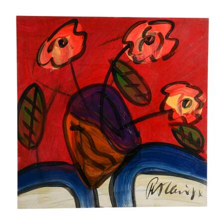 Signed Peter Keil "Askew Arrangement" Mix Media on Masonite