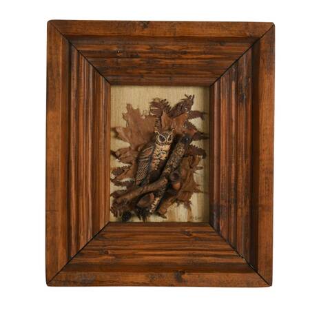 Framed Signed McGee Hand-Made Owl Nature Scene Artwork