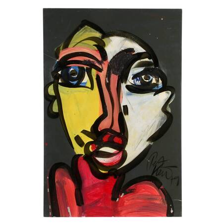 Signed Peter Robert Keil "Untitled" Mixed Media on Masonite
