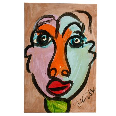 Signed Peter Robert Keil "Untitled 1984" Mix Media on Masonite