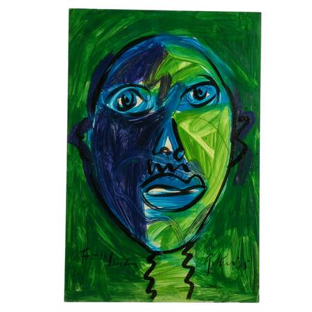 Signed Peter Robert Keil "Untitled 1984" Mix Media on Masonite