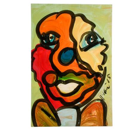 Signed Peter Keil "Untitled 1985" Mixed Media on Masonite