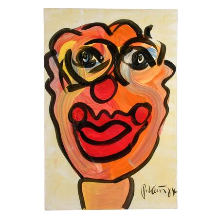 Signed Peter Robert Keil "Untitled" Mix Media on Masonite