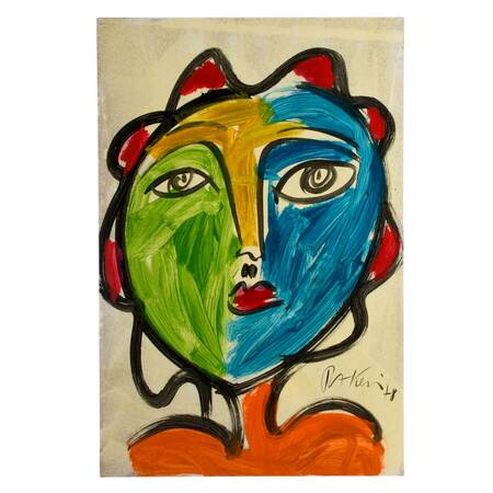Signed Peter Robert Keil "Untitled" Mix Media on Masonite
