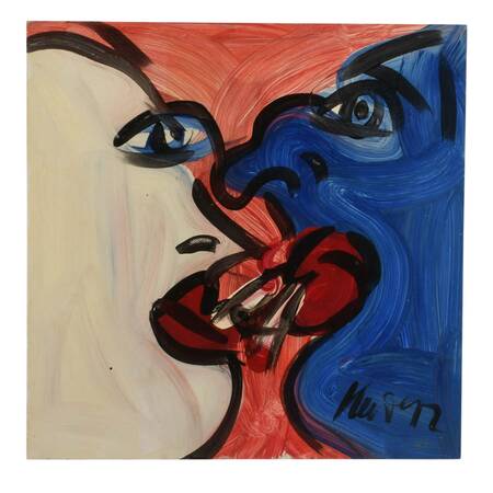 Signed Peter Keil "The Kiss of Color" Mixed Media on Masonite