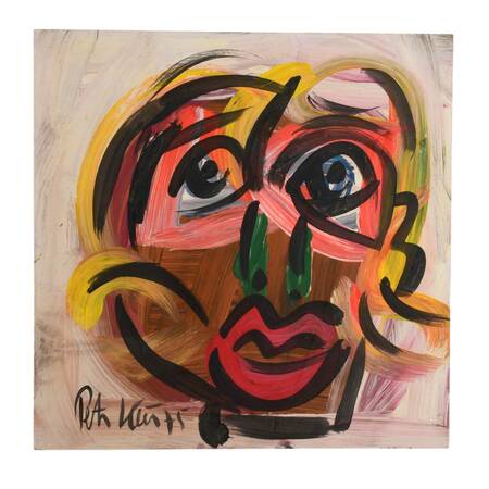 Signed Peter Keil "Untitled, 1975" Mixed Media on Masonite